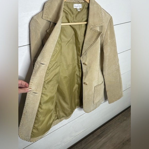 Vintage Charlotte Russe Tan Suede Leather Blazer Women’s 100% Leather Western M - Picture 4 of 7